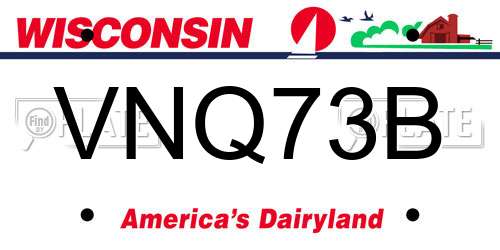 VNQ73B Wisconsin License Plate