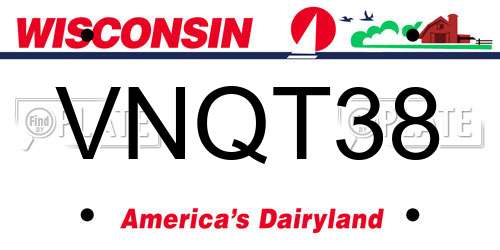 VNQT38 Wisconsin License Plate
