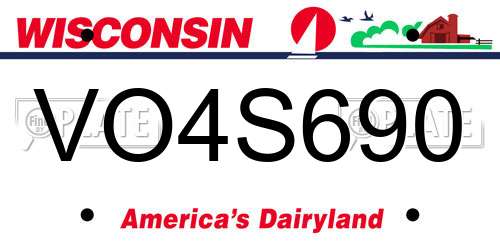 VO4S690 Wisconsin License Plate