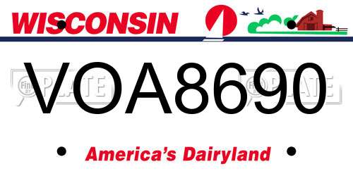 VOA8690 Wisconsin License Plate