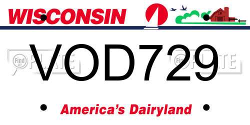 VOD729 Wisconsin License Plate