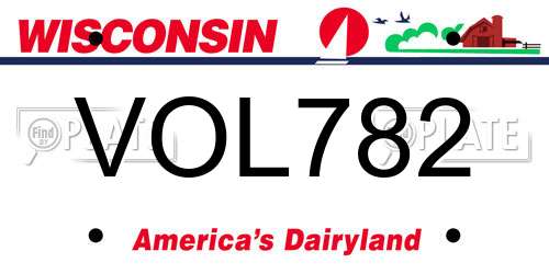 VOL782 Wisconsin License Plate