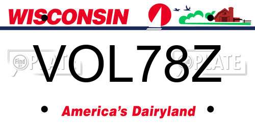 VOL78Z Wisconsin License Plate