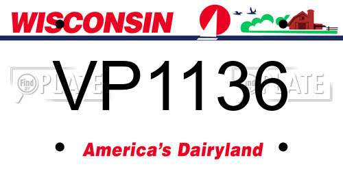 VP1136 Wisconsin License Plate