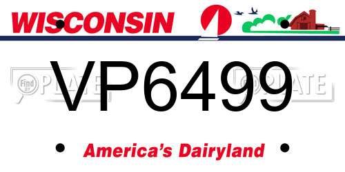 VP6499 Wisconsin License Plate