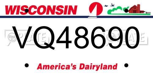 VQ48690 Wisconsin License Plate