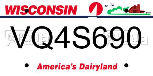 VQ4S690 Wisconsin License Plate