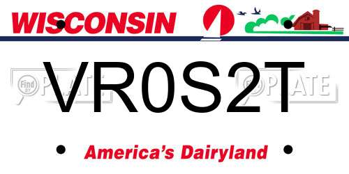 VR0S2T Wisconsin License Plate