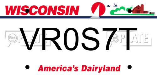 VR0S7T Wisconsin License Plate