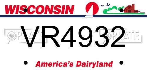 VR4932 Wisconsin License Plate