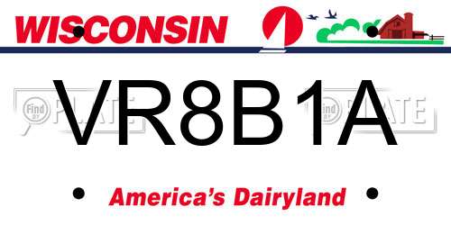 VR8B1A Wisconsin License Plate
