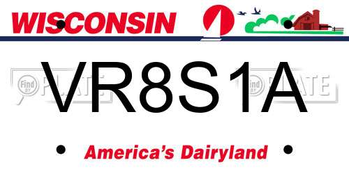 VR8S1A Wisconsin License Plate