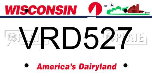 VRD527 Wisconsin License Plate