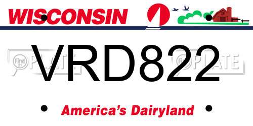 VRD822 Wisconsin License Plate