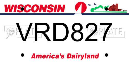 VRD827 Wisconsin License Plate