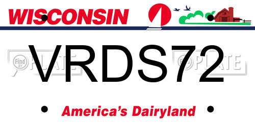 VRDS72 Wisconsin License Plate