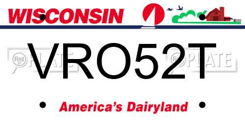 VRO52T Wisconsin License Plate