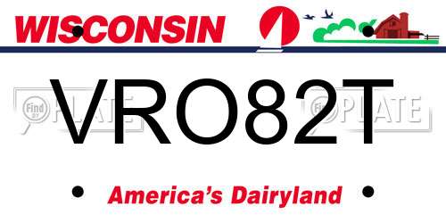 VRO82T Wisconsin License Plate