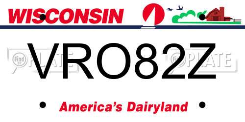 VRO82Z Wisconsin License Plate