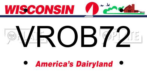 VROB72 Wisconsin License Plate