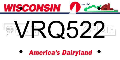VRQ522 Wisconsin License Plate