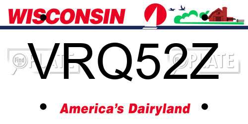VRQ52Z Wisconsin License Plate