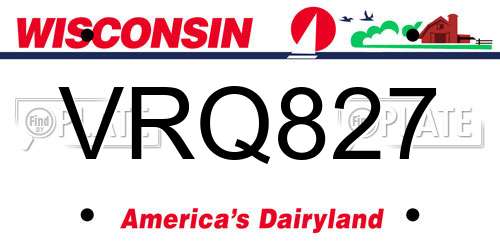 VRQ827 Wisconsin License Plate