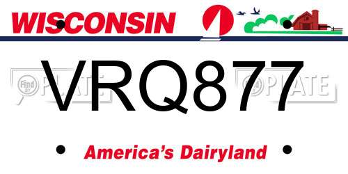VRQ877 Wisconsin License Plate
