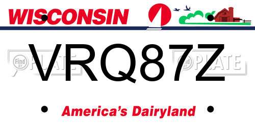VRQ87Z Wisconsin License Plate