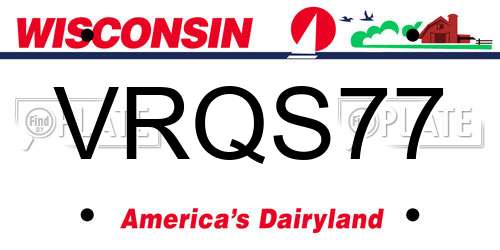 VRQS77 Wisconsin License Plate
