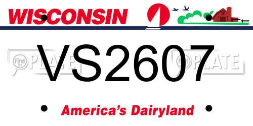 VS2607 Wisconsin License Plate