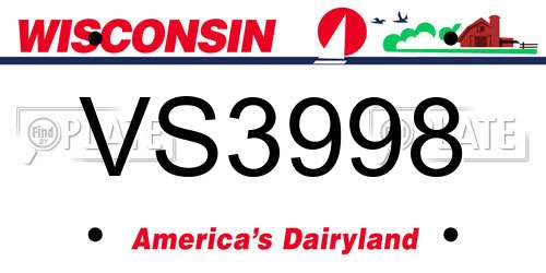 VS3998 Wisconsin License Plate