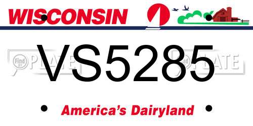 VS5285 Wisconsin License Plate