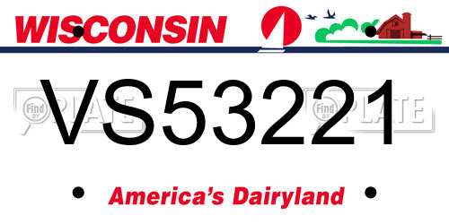 VS53221 Wisconsin License Plate
