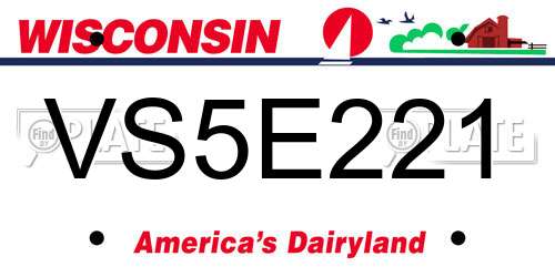 VS5E221 Wisconsin License Plate