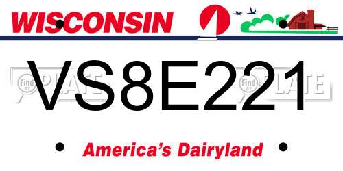 VS8E221 Wisconsin License Plate