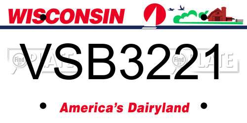 VSB3221 Wisconsin License Plate