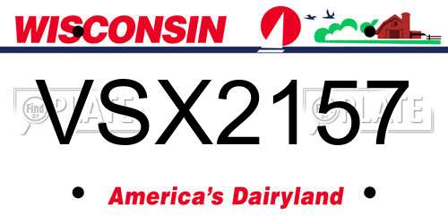 VSX2157 Wisconsin License Plate