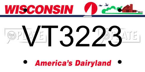 VT3223 Wisconsin License Plate