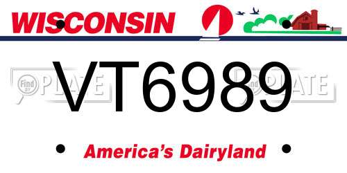 VT6989 Wisconsin License Plate