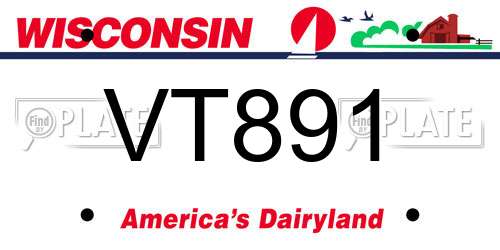 VT891 Wisconsin License Plate