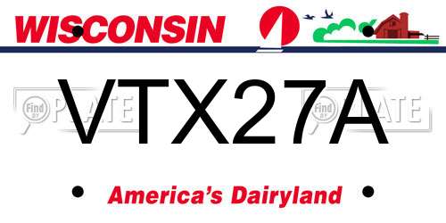 VTX27A Wisconsin License Plate