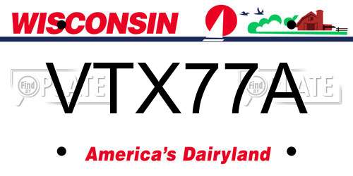 VTX77A Wisconsin License Plate