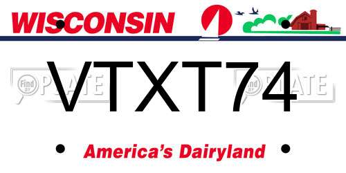 VTXT74 Wisconsin License Plate