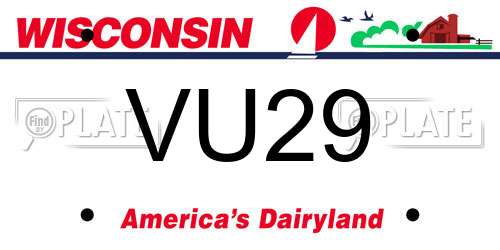 VU29 Wisconsin License Plate