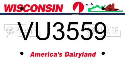VU3559 Wisconsin License Plate