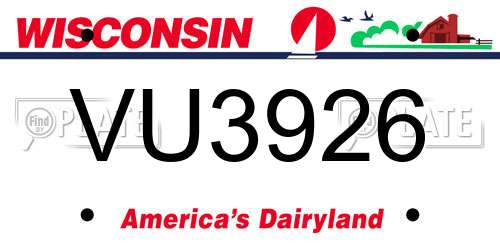 VU3926 Wisconsin License Plate