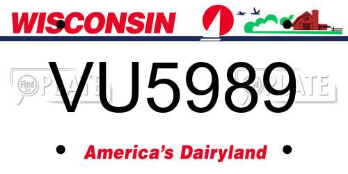 VU5989 Wisconsin License Plate