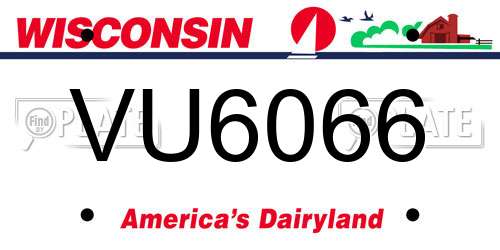VU6066 Wisconsin License Plate