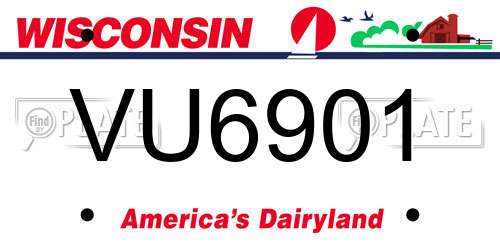 VU6901 Wisconsin License Plate